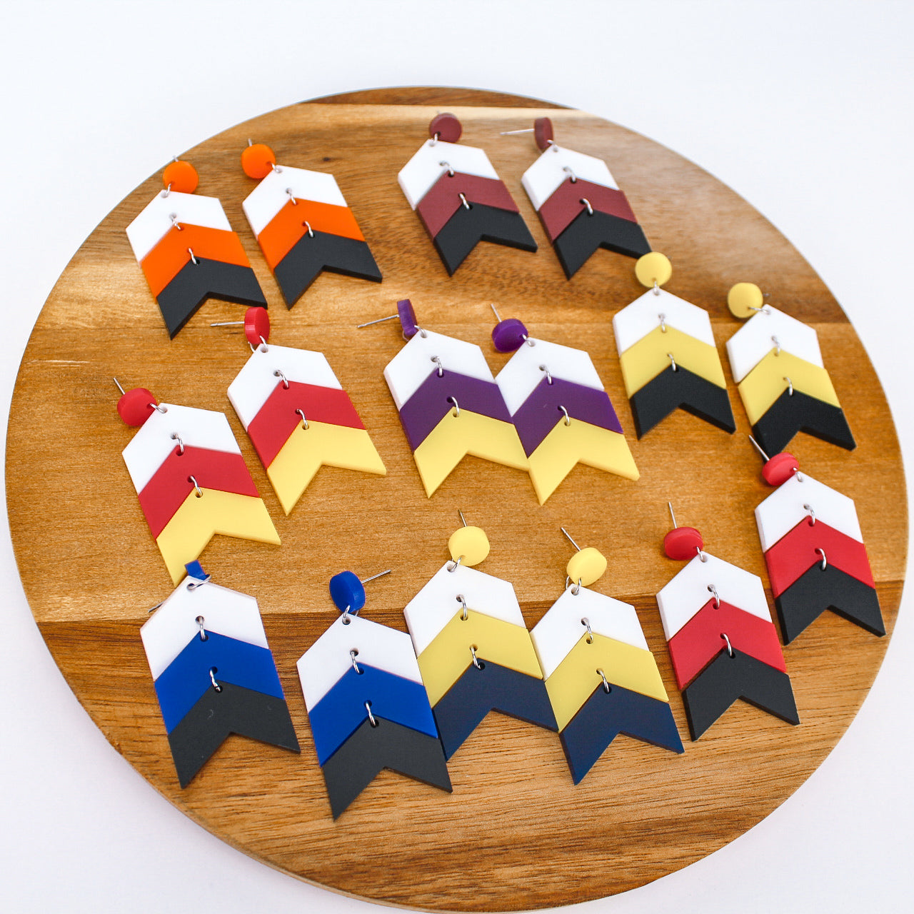 W/Y/B - Chevron SS Dangles