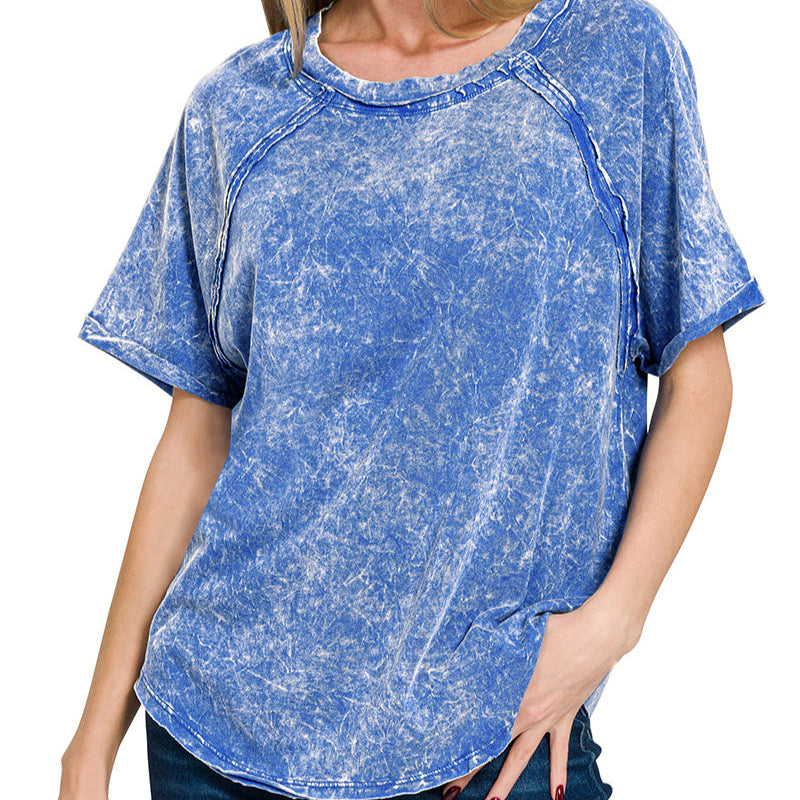 Crinkle Wash Tee - Blue