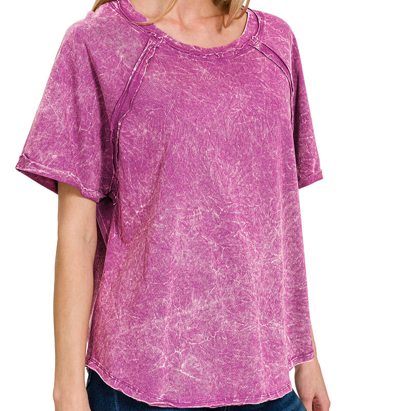 Crinkle Wash Tee - Plum
