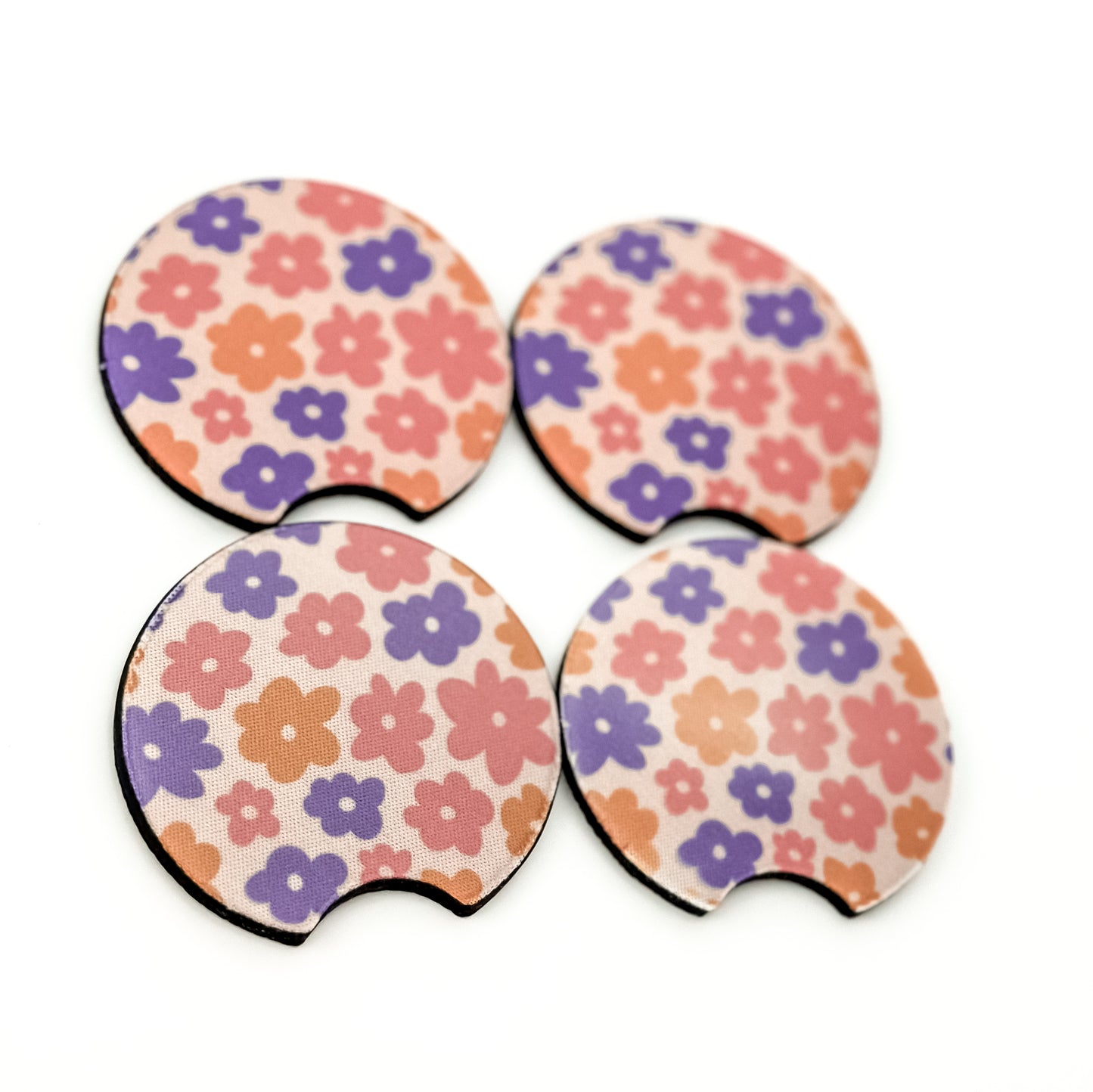 Car Coaster Set - Colorful Flowers