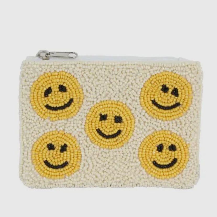 Beaded Coin Purse - Happy Face
