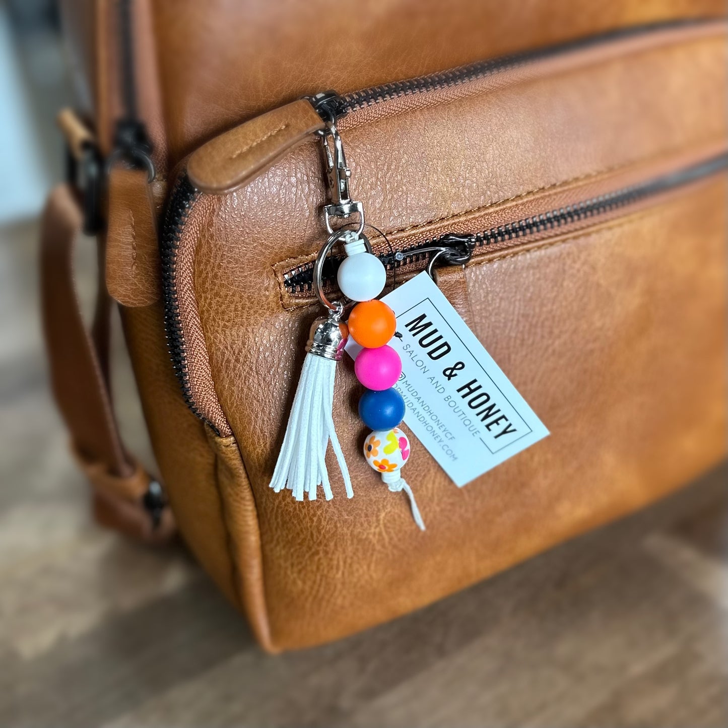 Silicone Bead Keychain - Retro Floral