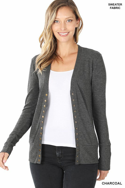 Snap Cardigan - Charcoal