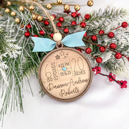 Round Baby Stats Ornament