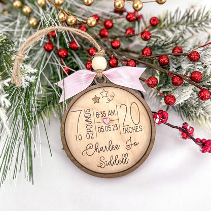 Round Baby Stats Ornament