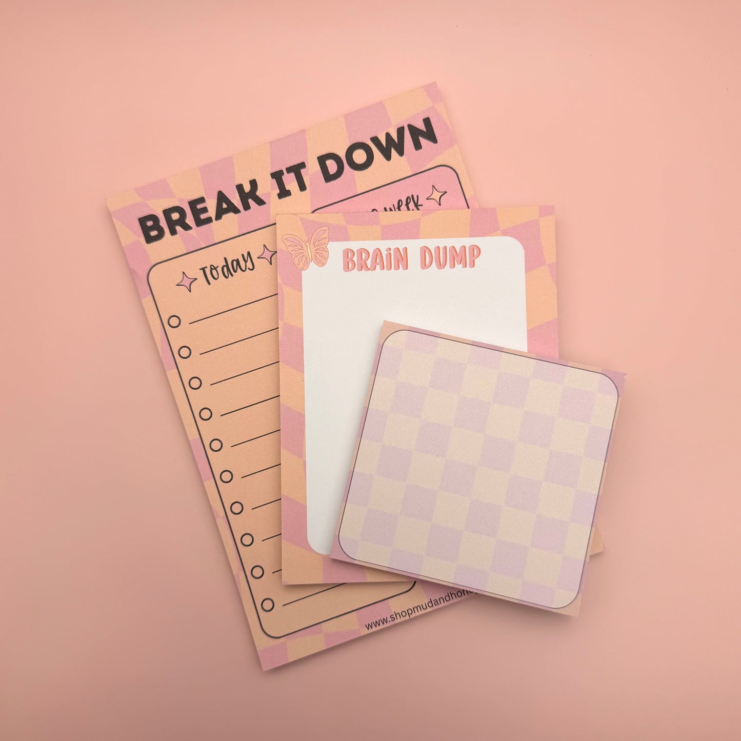 Pink Orange Checkered - Small Notepad