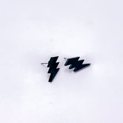 Black Lightening Bolt - Acrylic Studs