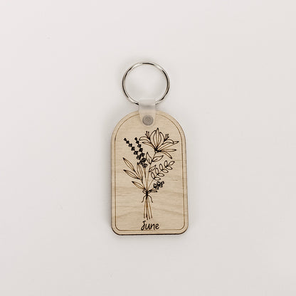 Birth Flower Keychain