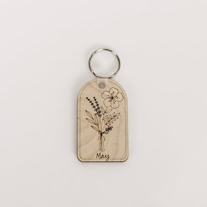Birth Flower Keychain