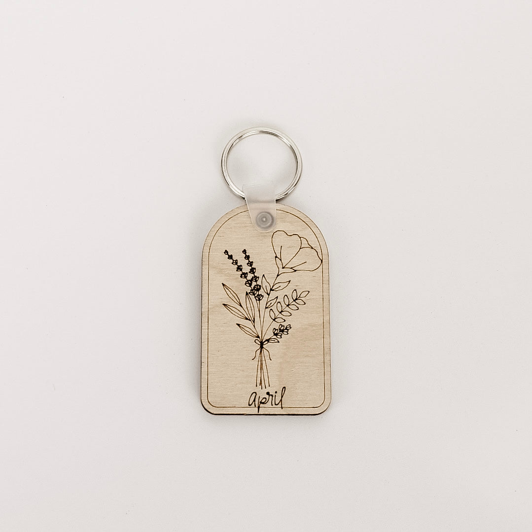 Birth Flower Keychain