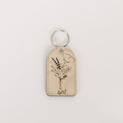 Birth Flower Keychain
