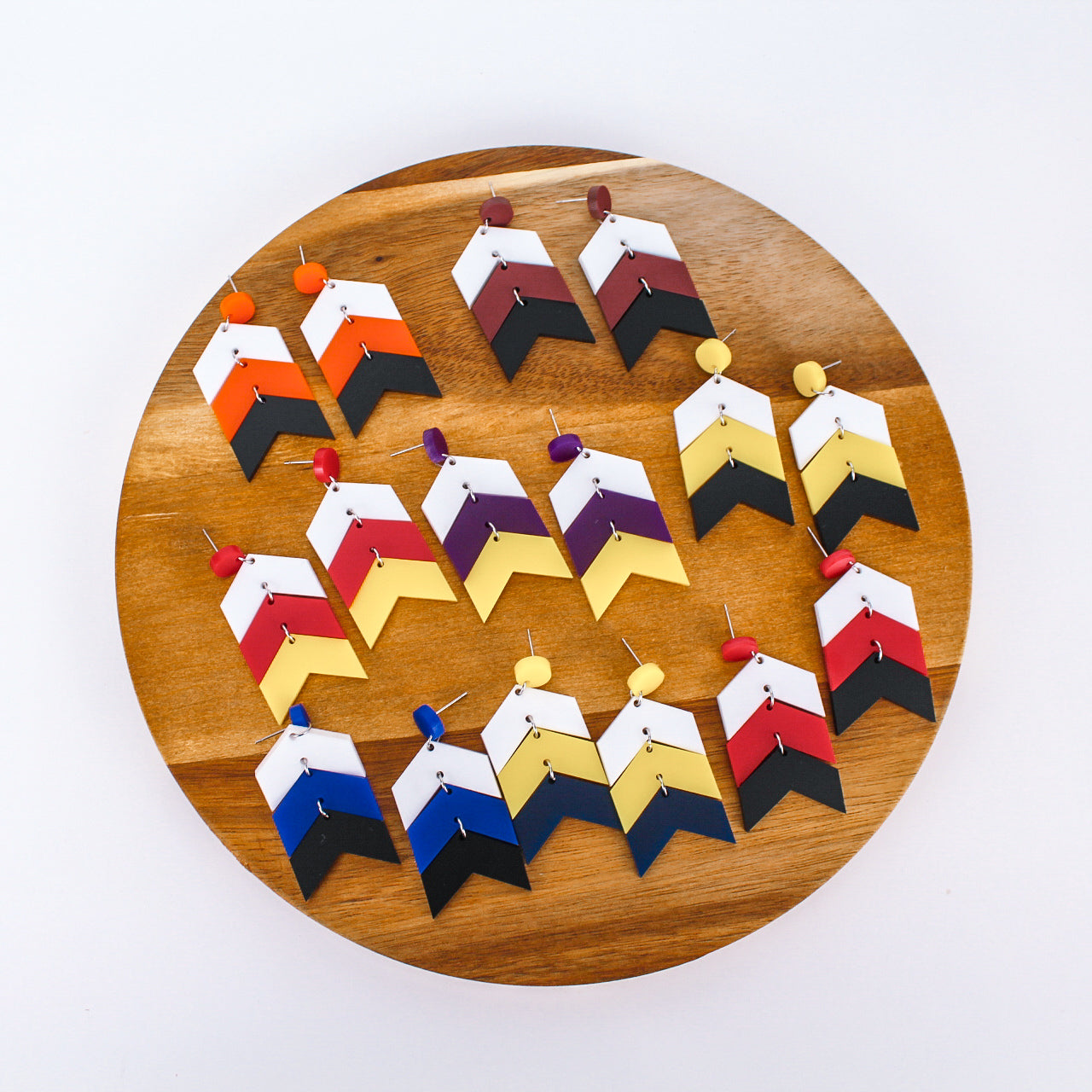 W/M/B - Chevron SS Dangles