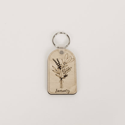 Birth Flower Keychain