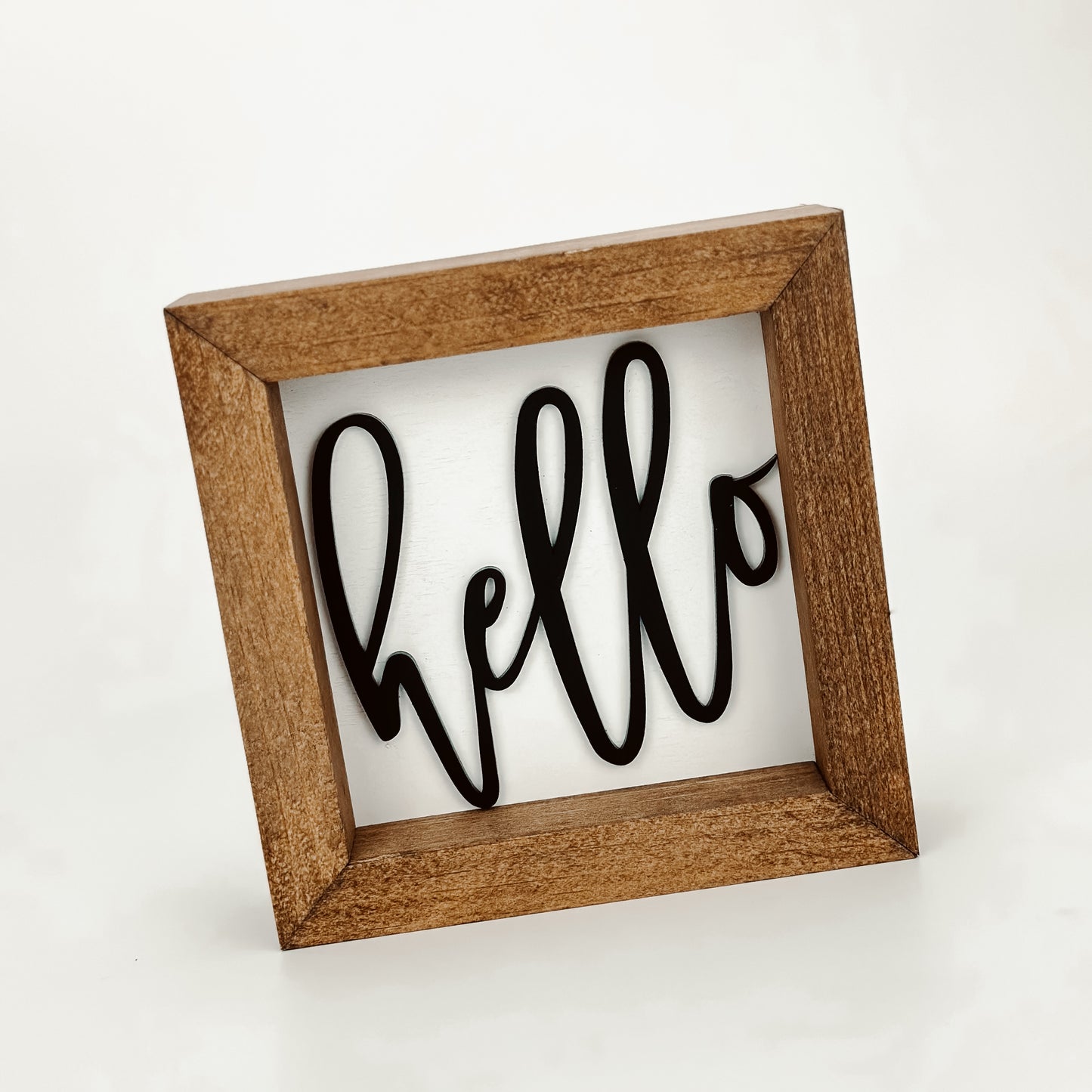 Hello W/B - 6" Square Sign