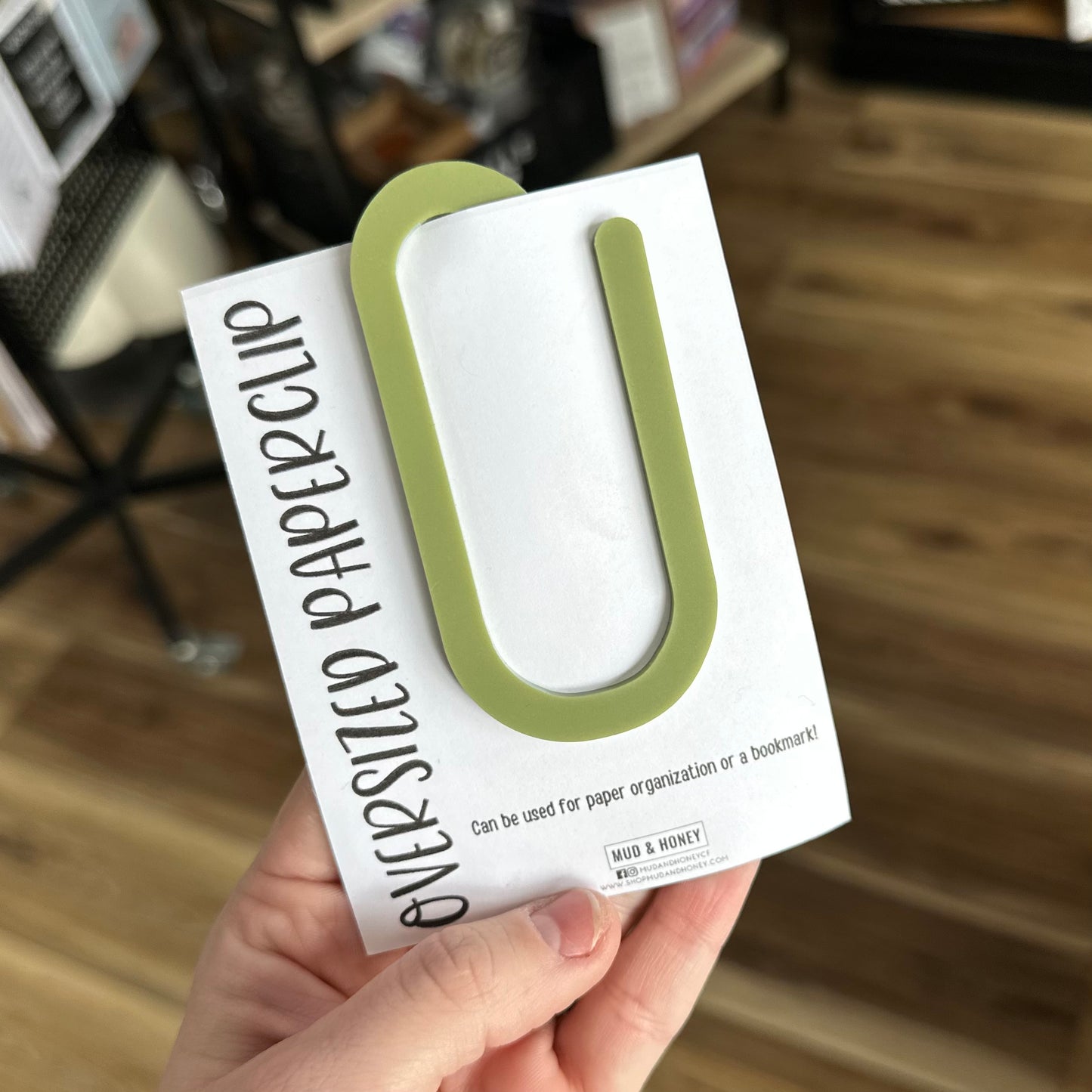 Olive Green Oversized Paperclip