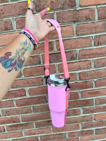 Tumbler Sleeve with Strap - Pink