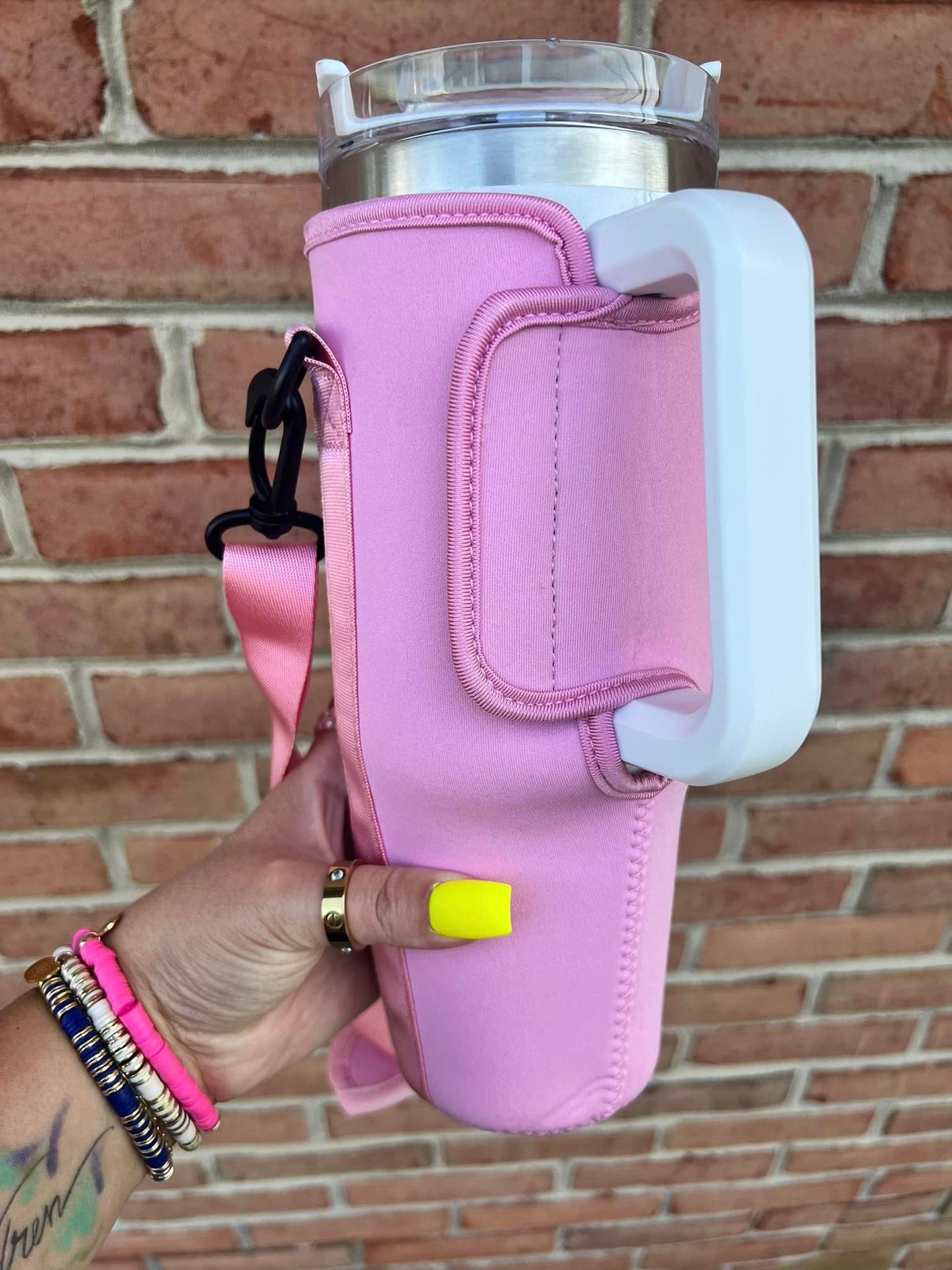 Tumbler Sleeve with Strap - Pink
