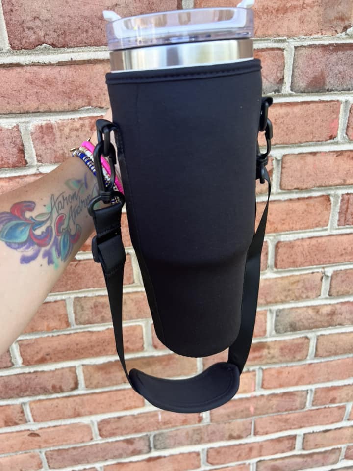 Tumbler Sleeve with Strap - Black
