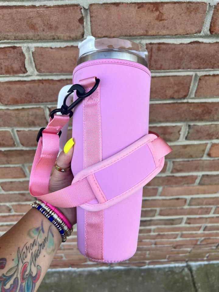 Tumbler Sleeve with Strap - Pink