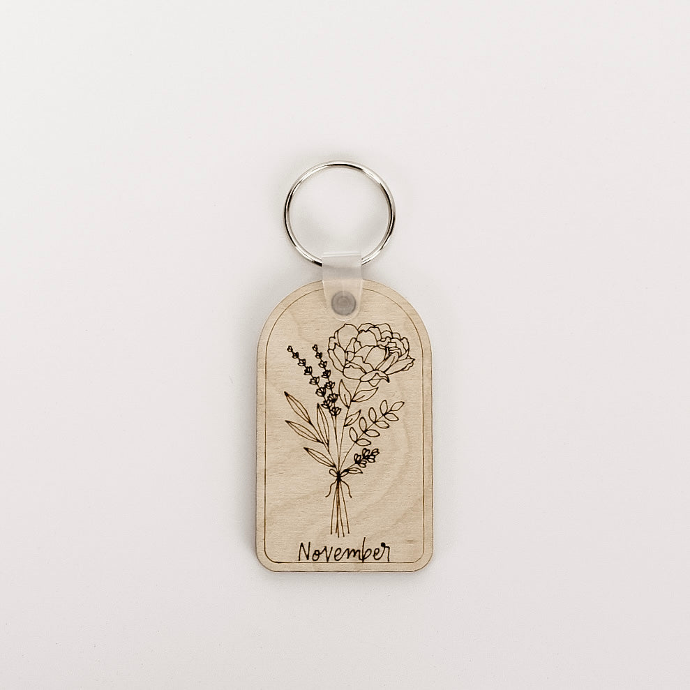Birth Flower Keychain