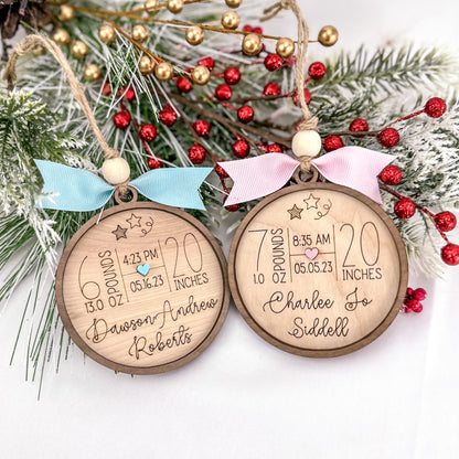 Round Baby Stats Ornament