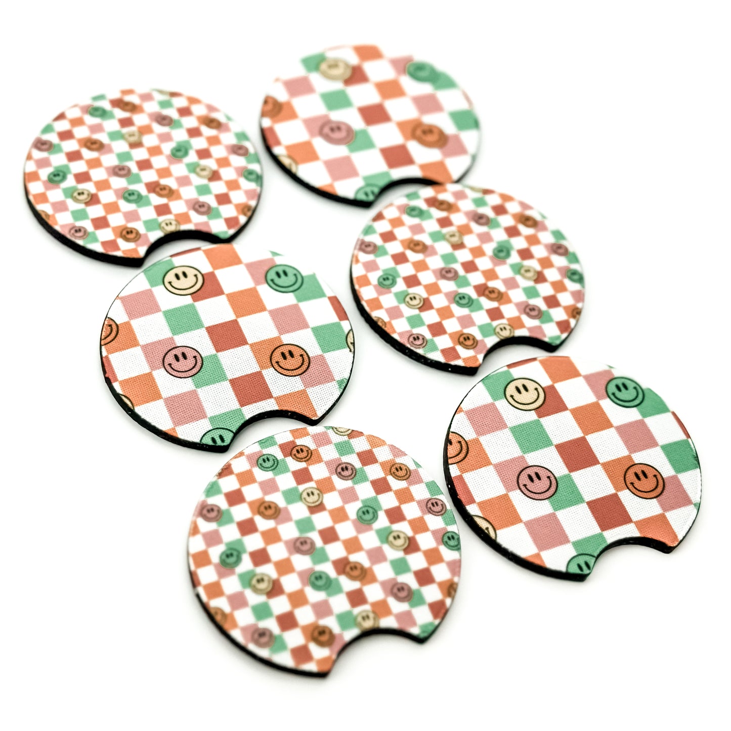 Car Coaster Set  - Checkered Smiles