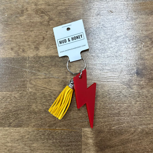R/Y - Lightening Bolt w/Tassel Keychain