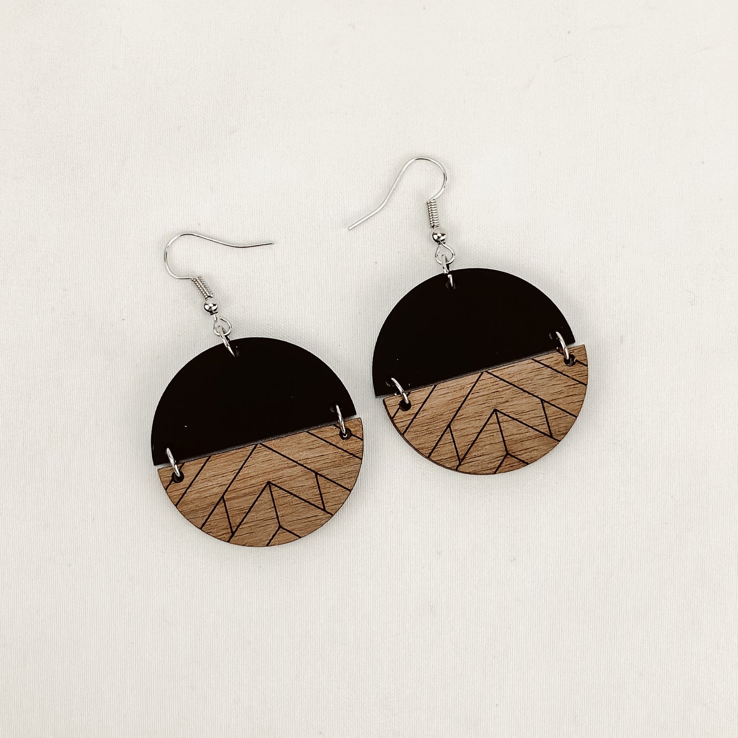Black Chevron Dangle - Earrings