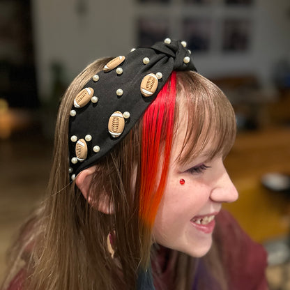 Football & Pearls Headband