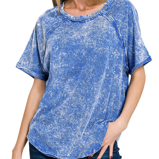 Crinkle Wash Tee - Blue