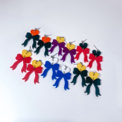 Yellow/Red - Heart Bow SS Dangles