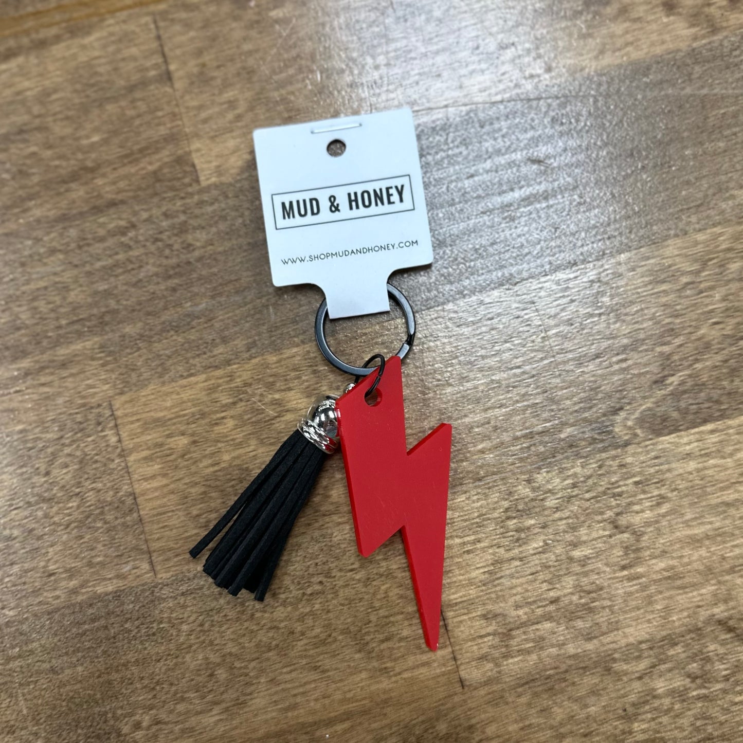 R/B - Lightening Bolt w/Tassel Keychain