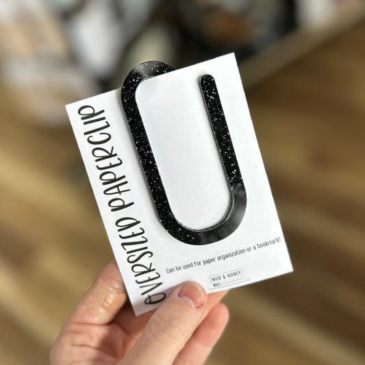 Black Sparkle Oversized Paperclip
