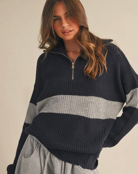 Navy & Grey Knit Sweater