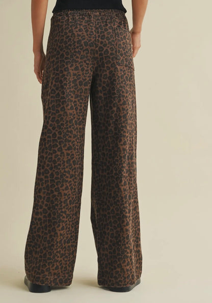Leopard Print Denim Pants