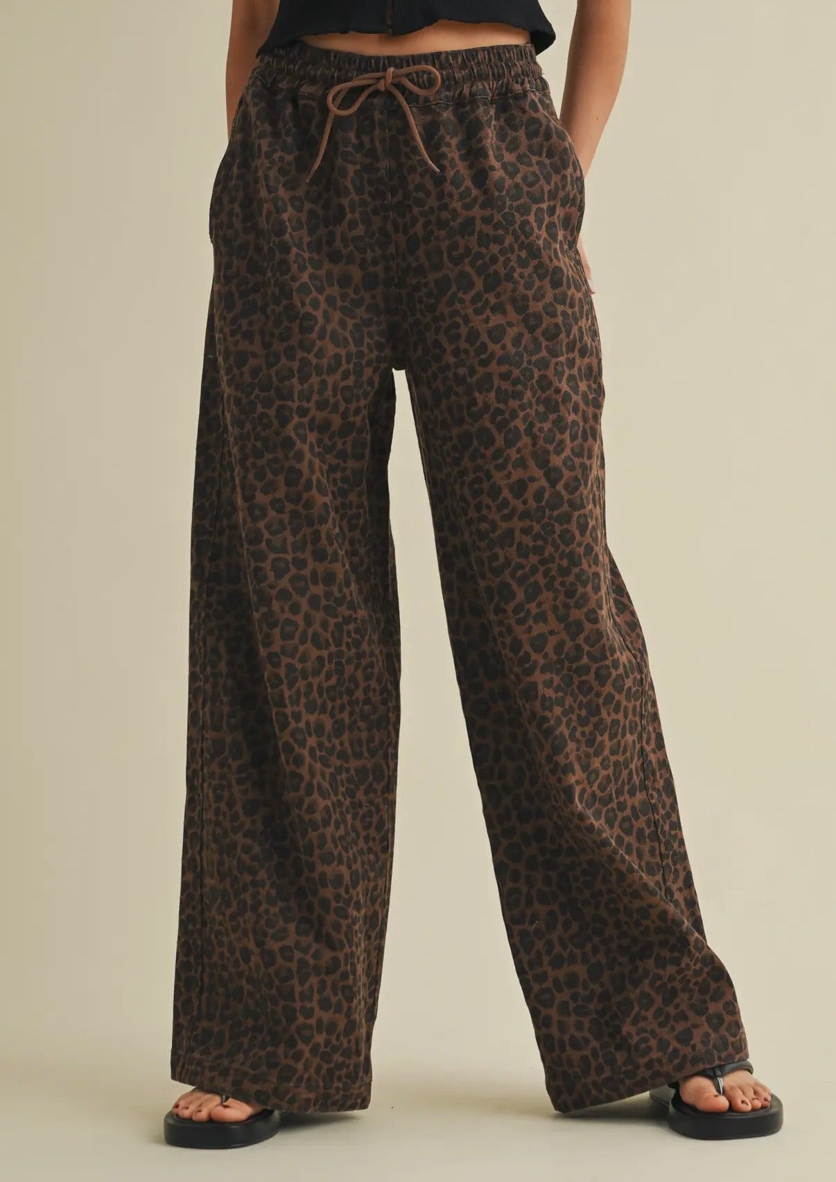 Leopard Print Denim Pants