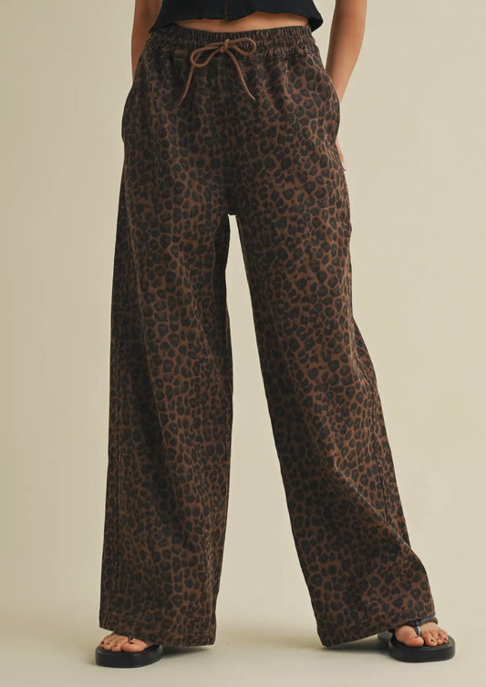 Leopard Print Denim Pants