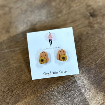 Sunflower Pumpkin - Clay Earrings
