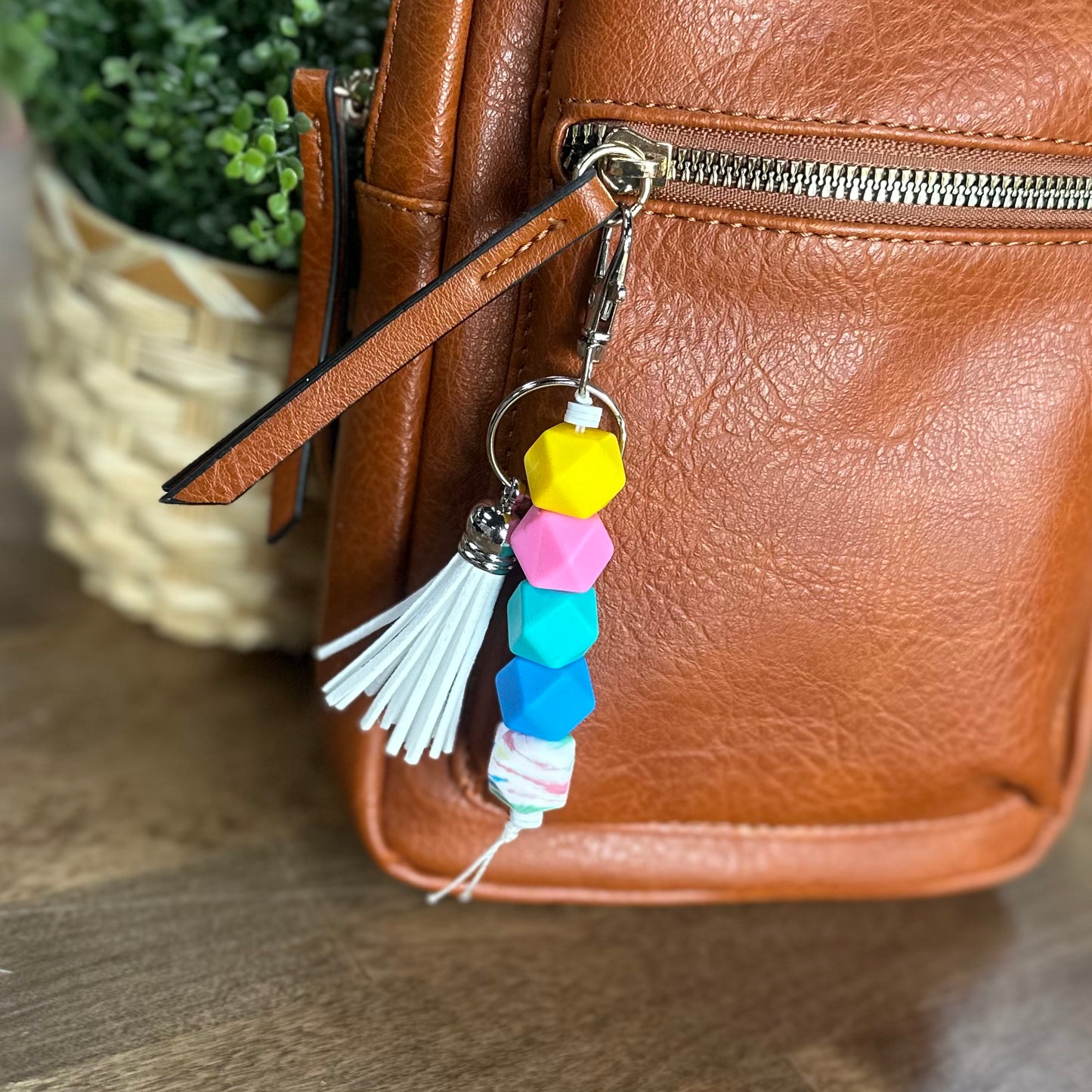 Silicone Bead Keychain - Retro Tie Dye