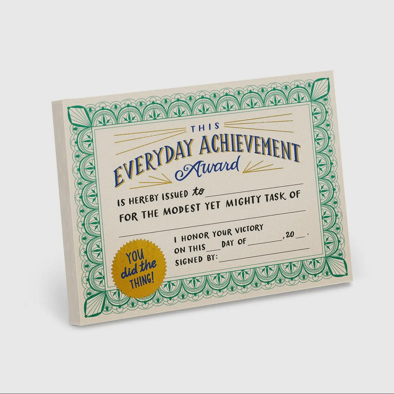 Everyday Achievement Certificate Notepad
