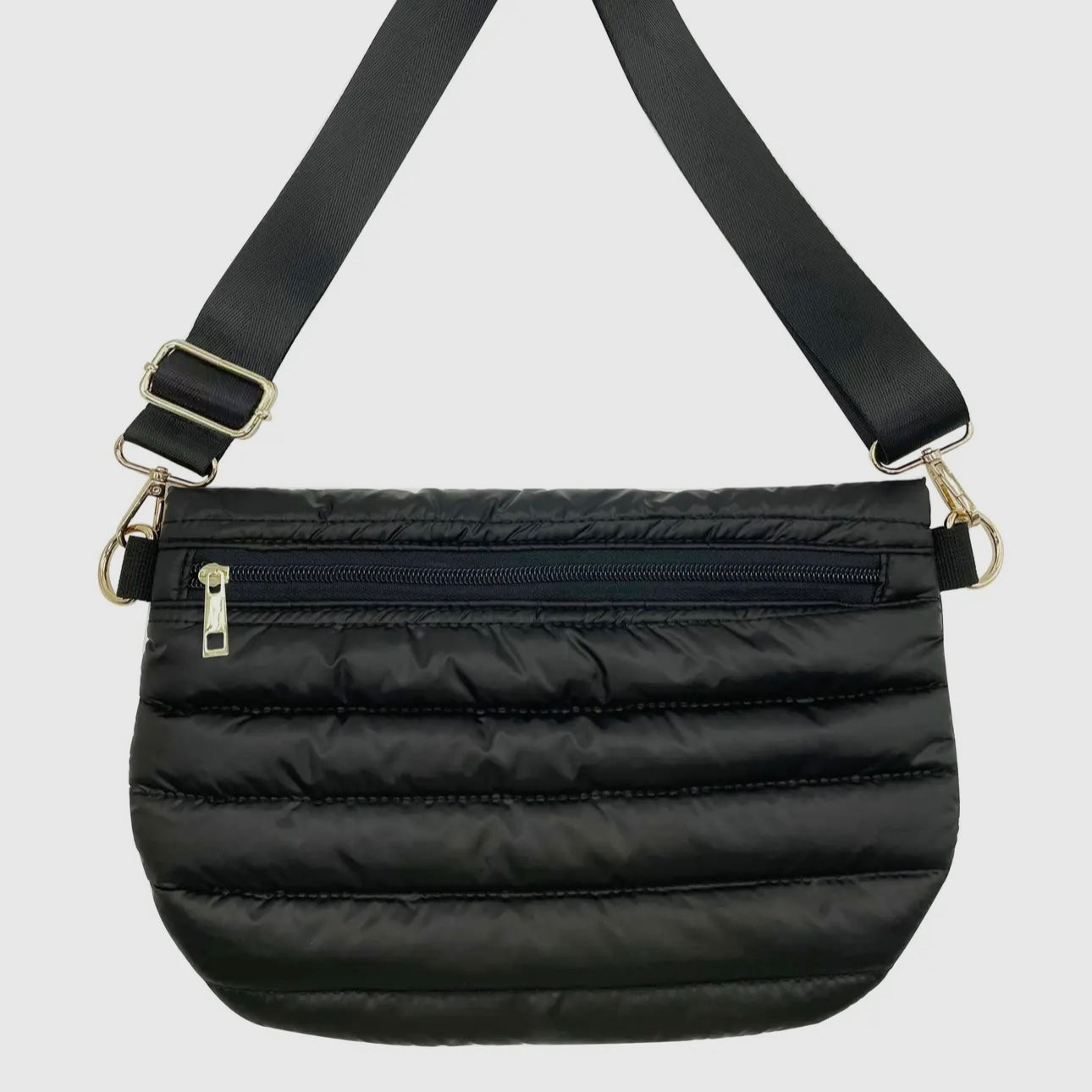 Puffer Messenger Bag - Black