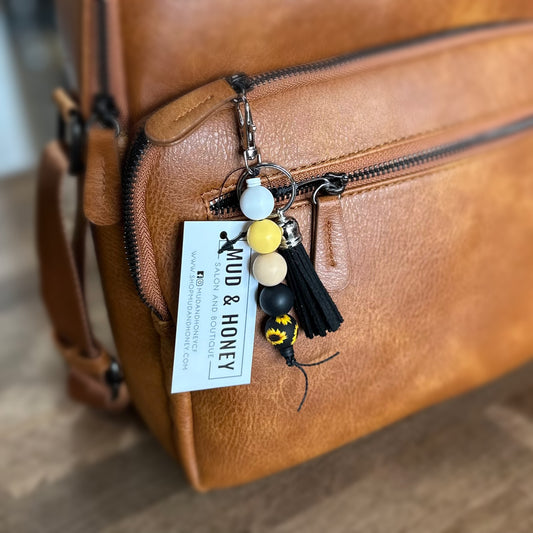 Silicone Bead Keychain - Sunflower