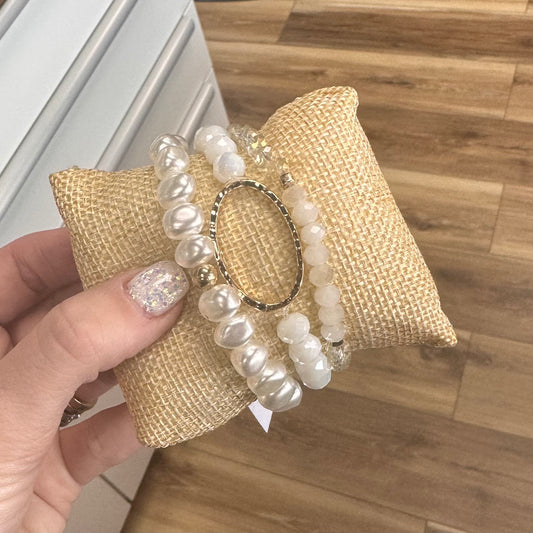 White Pearl - Bracelet Stack
