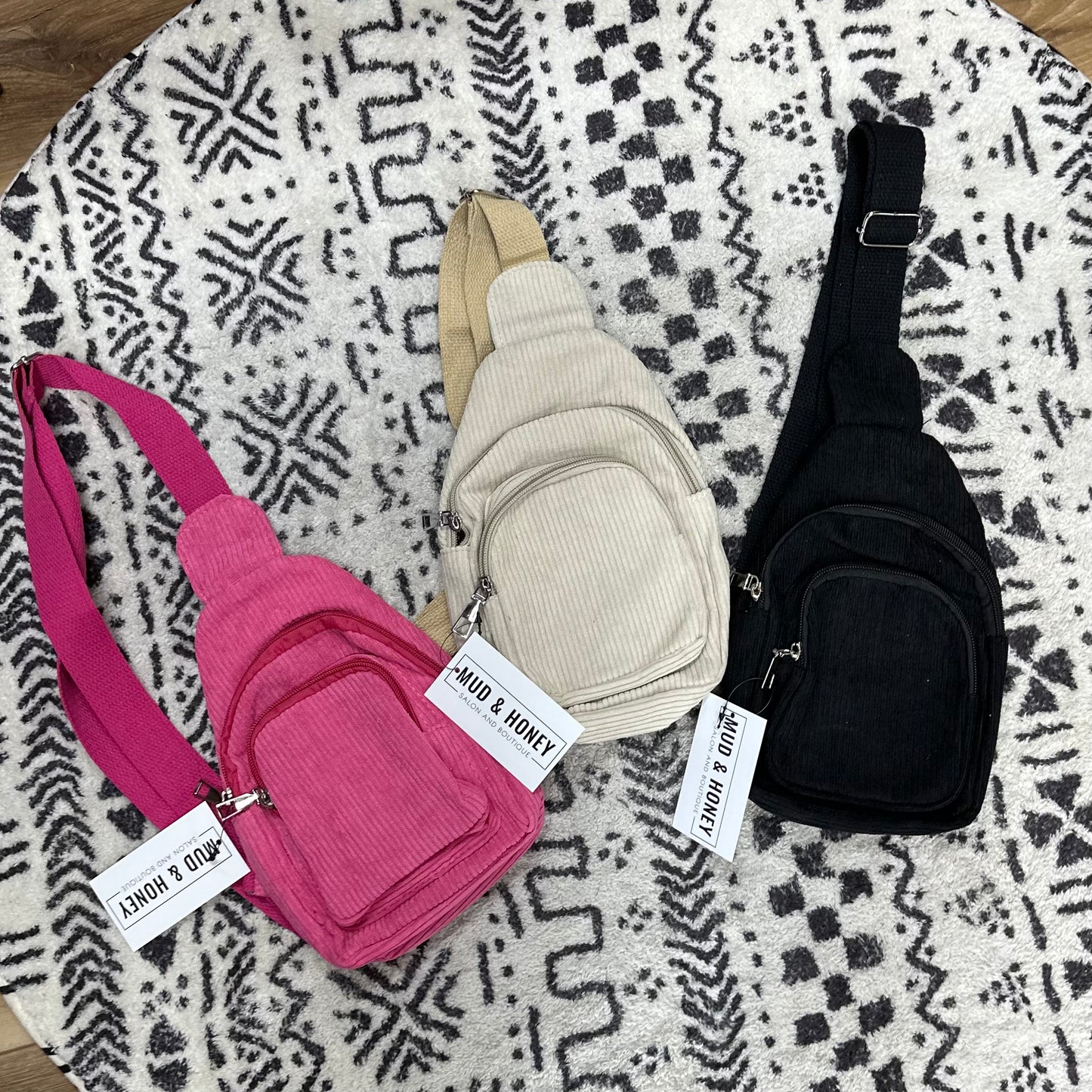 Corduroy Sling Bag - Beige